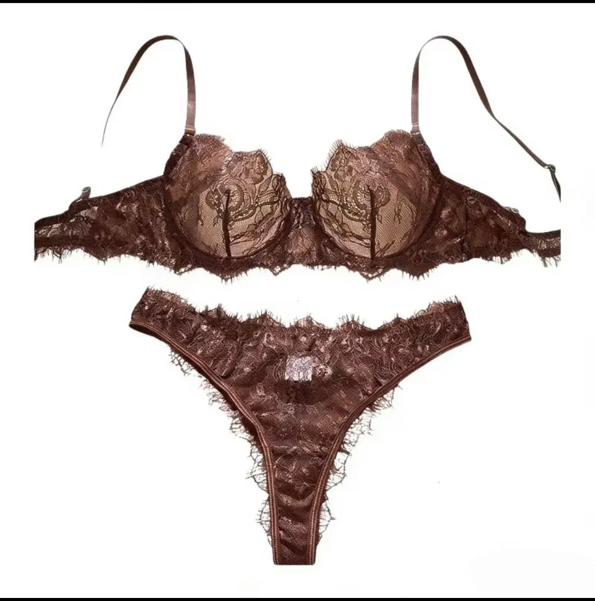 Set Intimo Donna Stile Base con Reggiseno in Pizzo Sottile e Slip Senza Cuciture a Strato Singolo con Occhielli, Biancheria Intima Confortevole