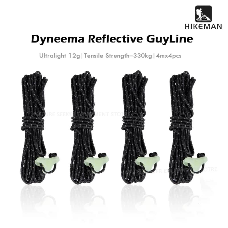 HIKEMAN 4 Pezzi Corda da Tenda in Dyneema Ultraleggera Riflettente, Accessori per Campeggio e Escursionismo