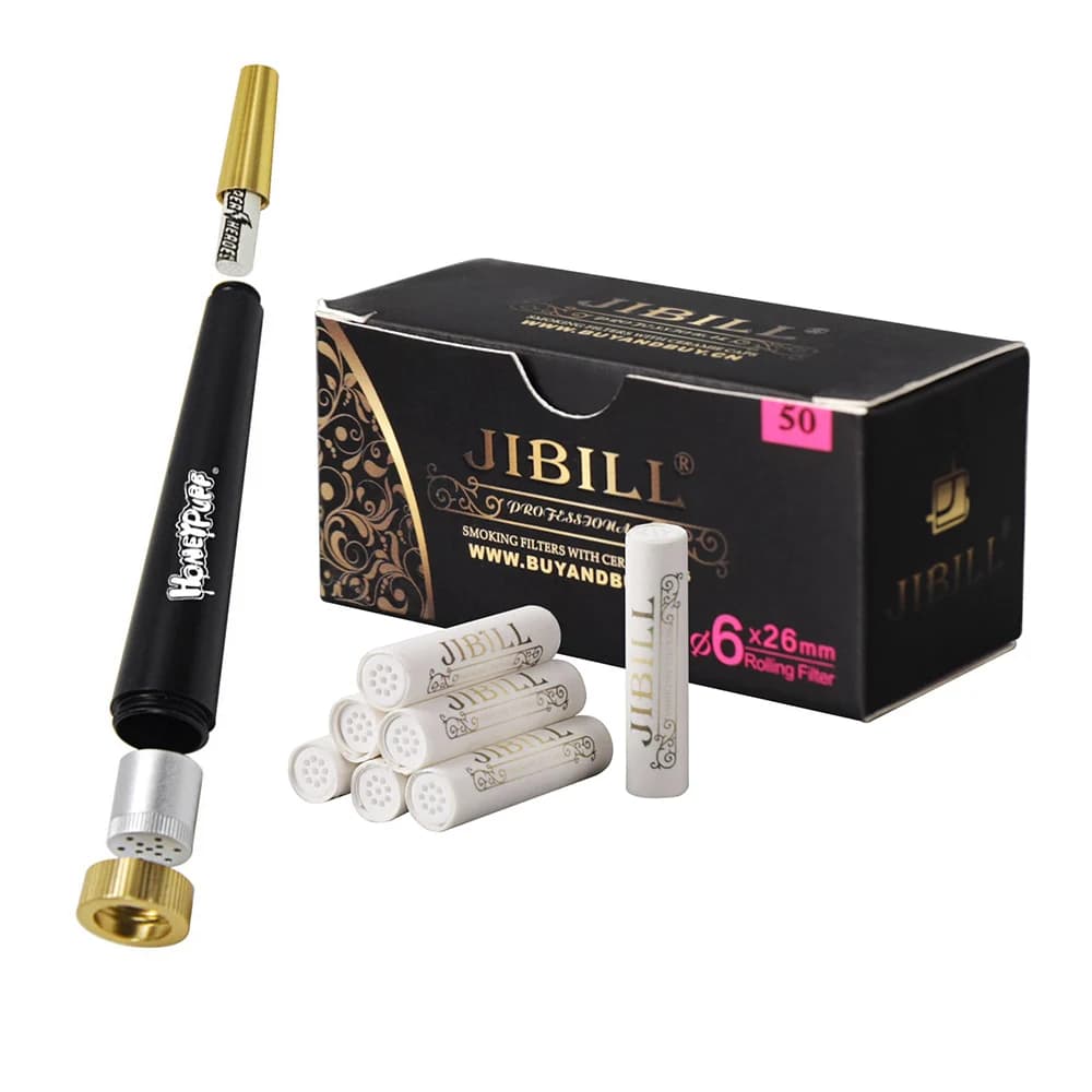 Pipa da fumo in metallo e filtro a carbone attivo con entrambi i tappi in ceramica 50 pezzi per scatola Filtri a carbone attivo extra sottili da 6 mm