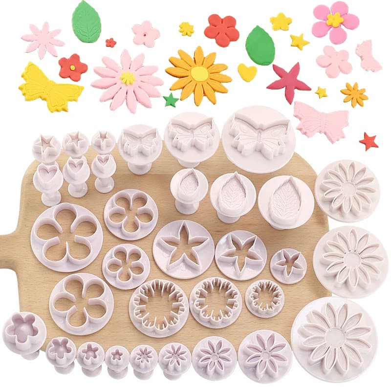 33/46pcs Set di strumenti per la cottura a molla stampo per biscotti in plastica strumento per capovolgere lo zucchero stampo per torta da cucina per uso domestico farfalla di fiori TMZ