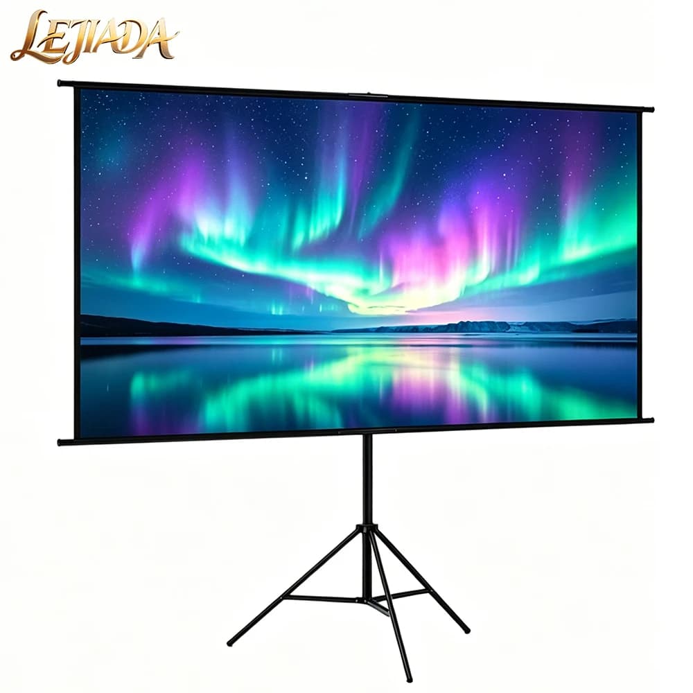 LEJIADA New Anti-Light Metal Thicken Adjustable Single Bracket Wall Mount 2-in-1 Portable HD Projector Screen 60/84/100/120 Inch