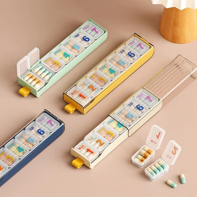 Scatola per medicinali portatile, scatola per la conservazione di farmaci in confezioni multiple, tre pasti al giorno, compresse sigillate, piccola scatola per farmaci.