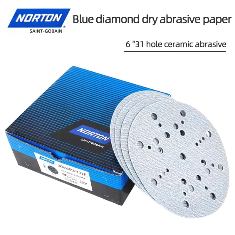 U.S. NORTON Saint-Gobain 6-inch Ceramic Sandpaper Car Wood Metal Grinding Abrasive Dry Sandpaper