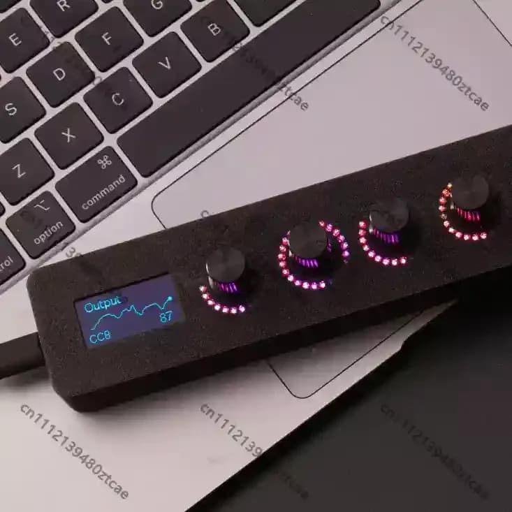 8 Stepless Knob MIDI Controller LED Light Ring 16 Presets 128 CC Mapping DAW Software Mix Control