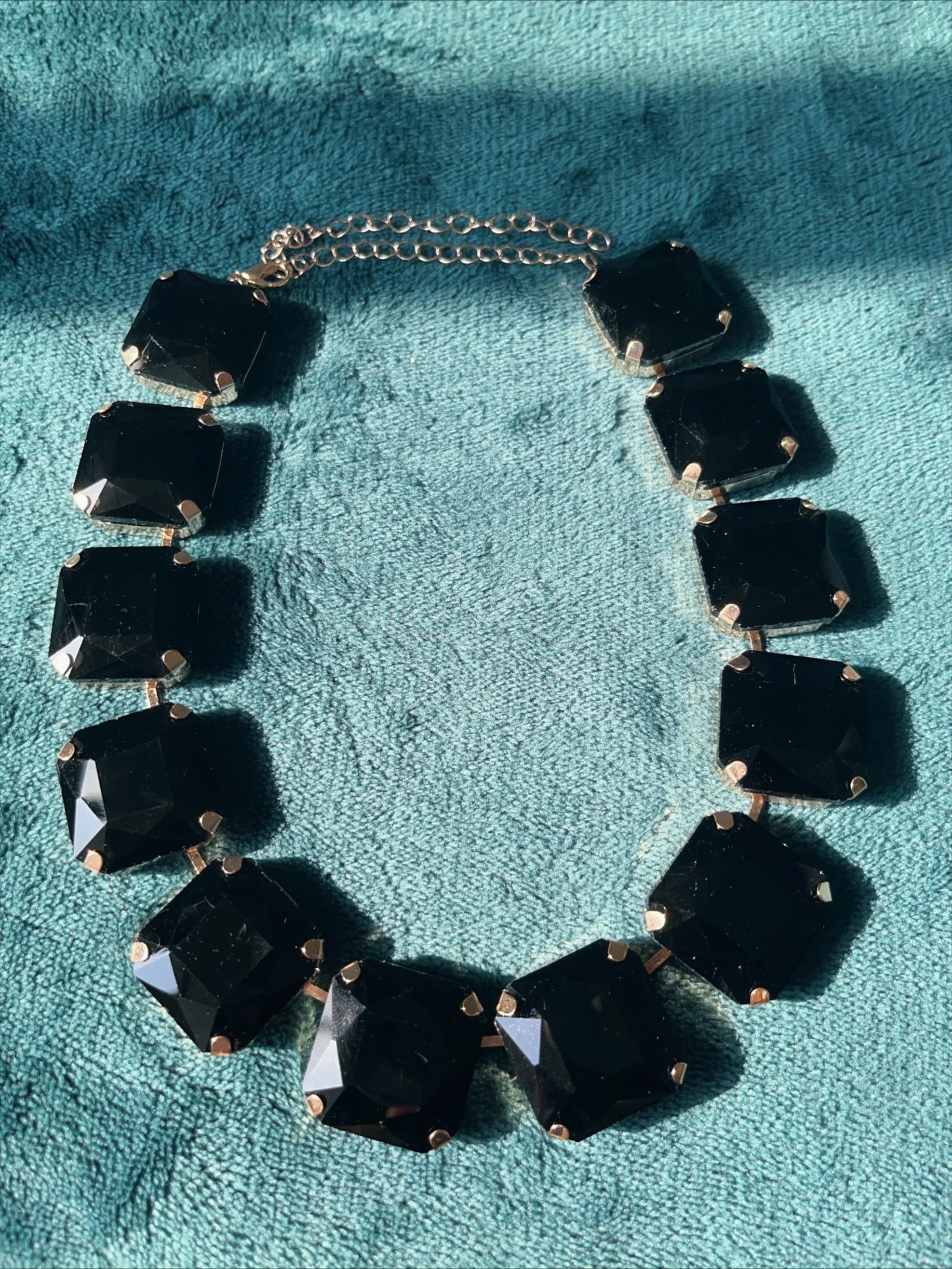 23*23mm Square Crystal Link Chain Necklace Jewelry for Man Women Choker Fashion Party Black Glass Collar Accessories