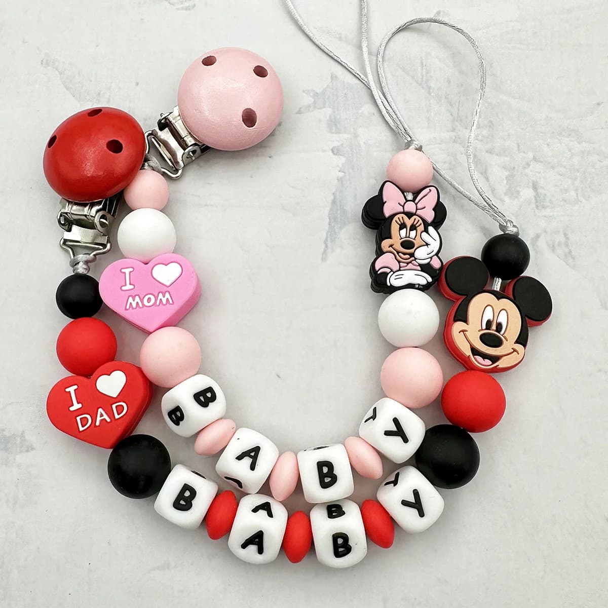 Catenelle Portaciuccio Personalizzate con Lettere Inglesi in Silicone, Ciondoli Massaggiagengive a Cartone Animato, Regalo Kawaii per Neonati