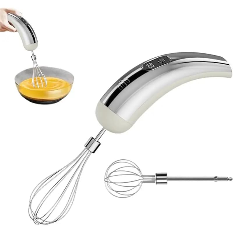 Frullatore elettrico portatile in acciaio inox AC93-1Set, ricaricabile, per preparare impasti e cucinare.