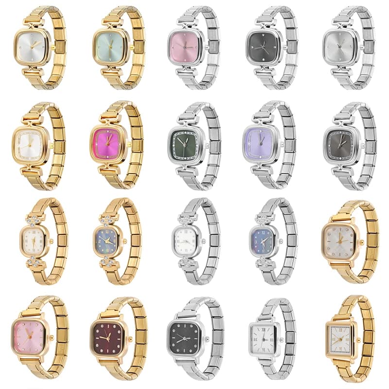 New High Quality Stainless Steel 9mm DIY Charm Watch Bracelet Bangle Square Shape Watch Head Fashion Women Jewelry Wholesale