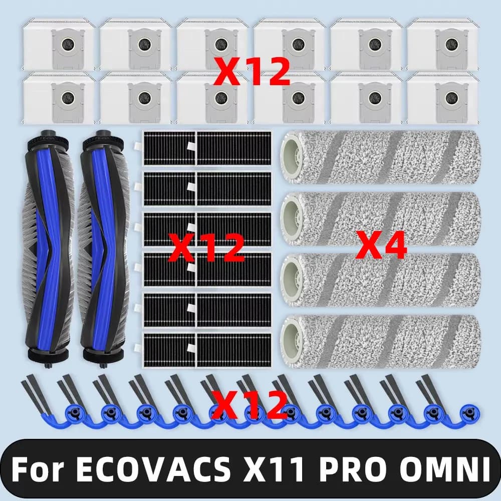 Compatible For ( ECOVACS DEEBOOT X11 PRO OMNI ) Replacement Parts Accessories Main Side Brush HEPA Filter Roller Mop Dust Bag