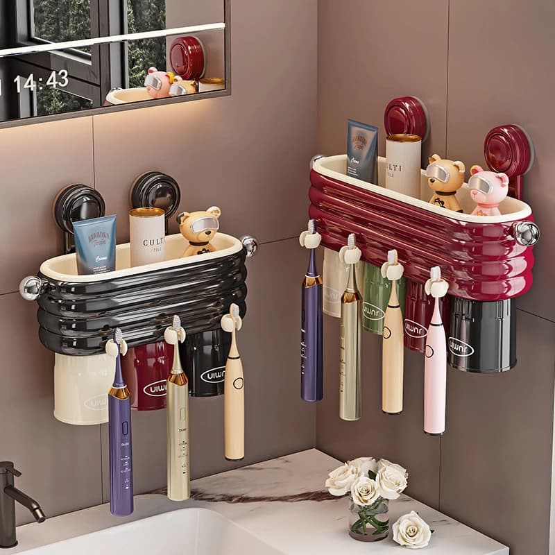 Dopamine suction cup holder, Magnetic wall glass for mouthwashing, Electric brushless bath organizer