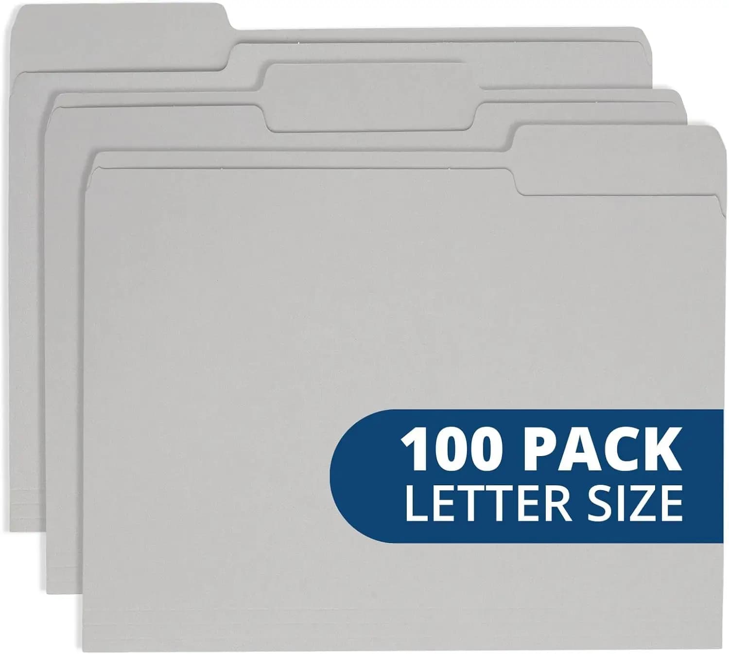100 Cartelle Grigie Formato Letter - Cartelle Grigie da 11pt, Cartelle Grigie con 3 Linguette a Taglio 1/3, Contengono Documenti Formato Letter