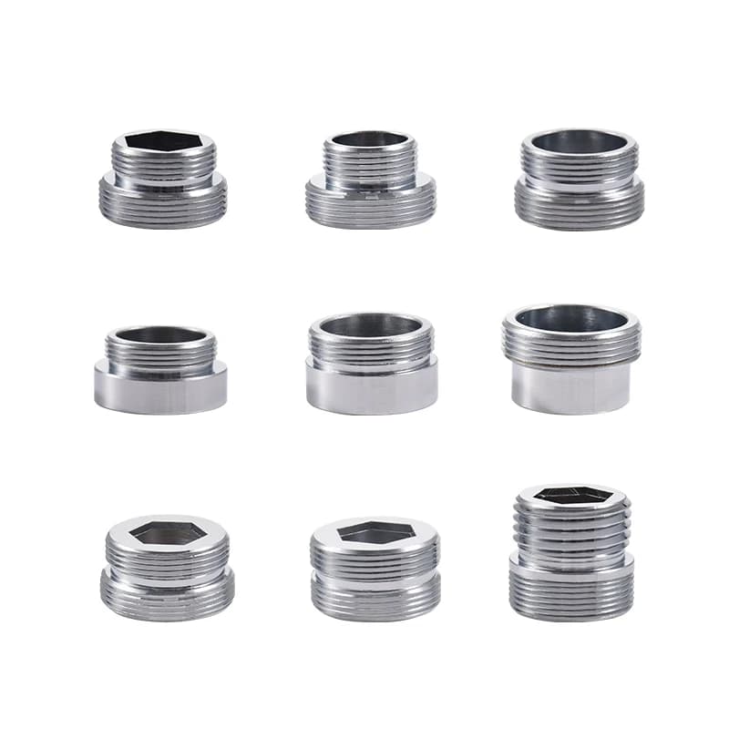 M16 to M22 Faucet Adapter, Silver Metal Threaded Connector, Kitchen and Bathroom Conversion, Faucet Repair