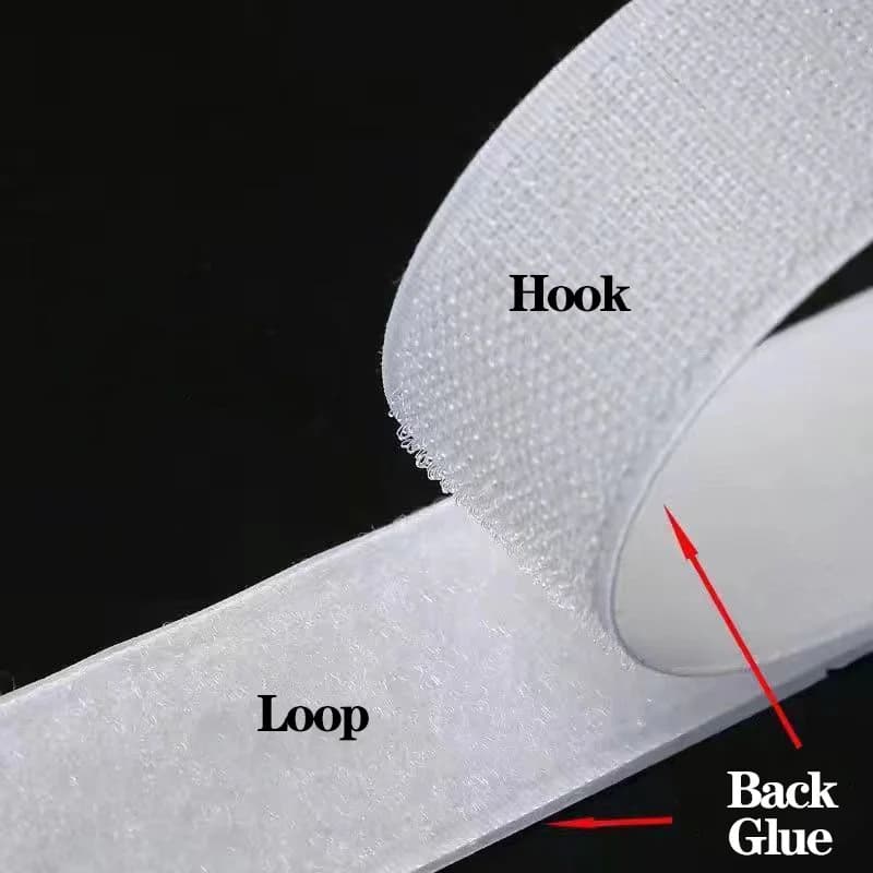 Nastro Adesivo Riutilizzabile con Chiusura a Strappo 20-50mm, Strisce Magiche in Nylon con Colla per Accessori Fai-da-Te, Bianco