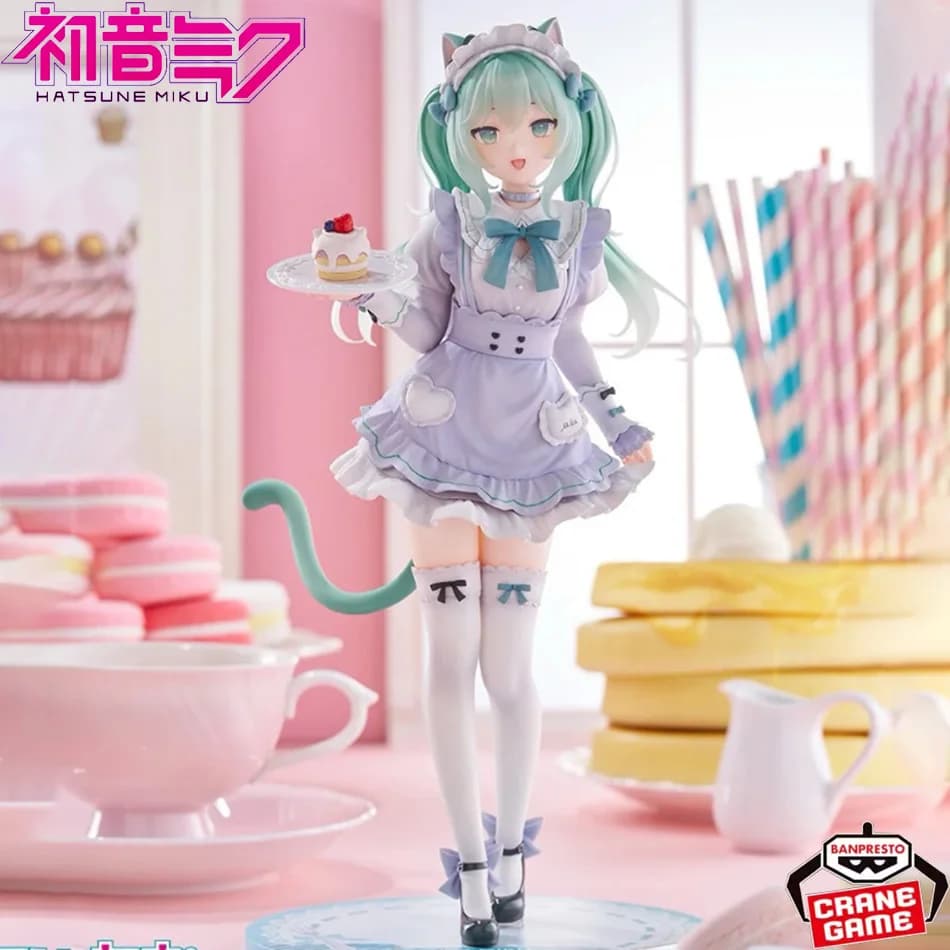 Statuetta Hatsune Miku 15cm, Modellino Anime Ragazza, Hatsune Miku Cat Maid - Versione Natsuki Amashiro, Figurine Decorative, Giocattoli, Regalo