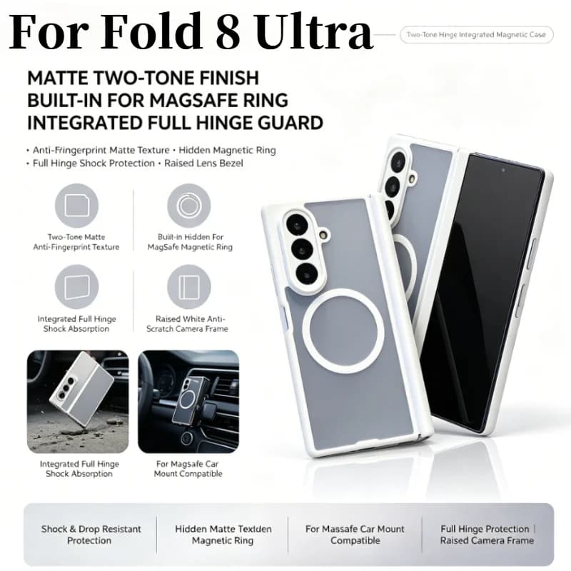 Luxury Matte Magnetic Hinge Folding Phone Case For Samsung Galaxy Z Fold 8Ultra 7 For Magsafe Wireless Charging Shockproof Cover