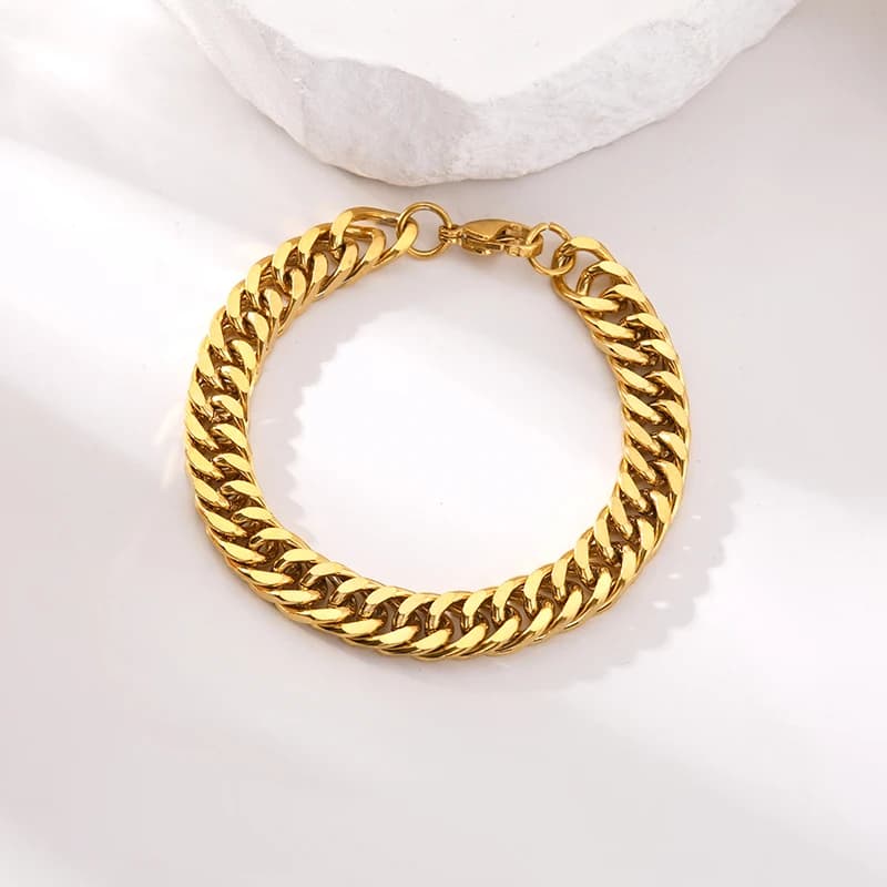 EILIECK 316L Stainless Steel Golden Thick Bracelet For Women Men Trendy Waterproof Wrist Chain Jewelry Gift Party pulseras mujer