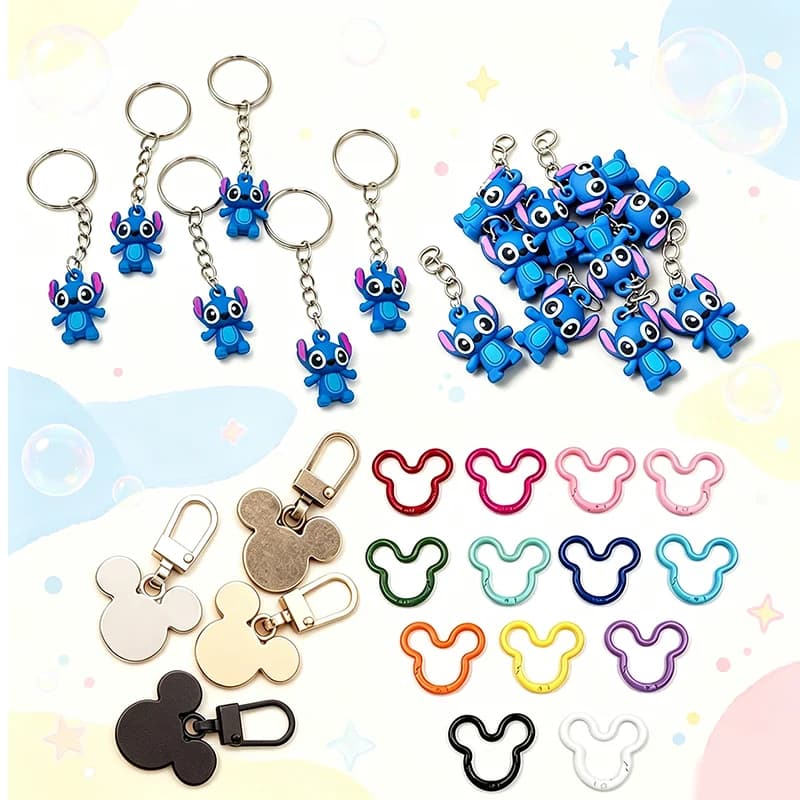 10pcs mickey stitch mouse Key chains, for handmade crafts, keys, bag decorations, clothing accessories，diy accessories，gifts