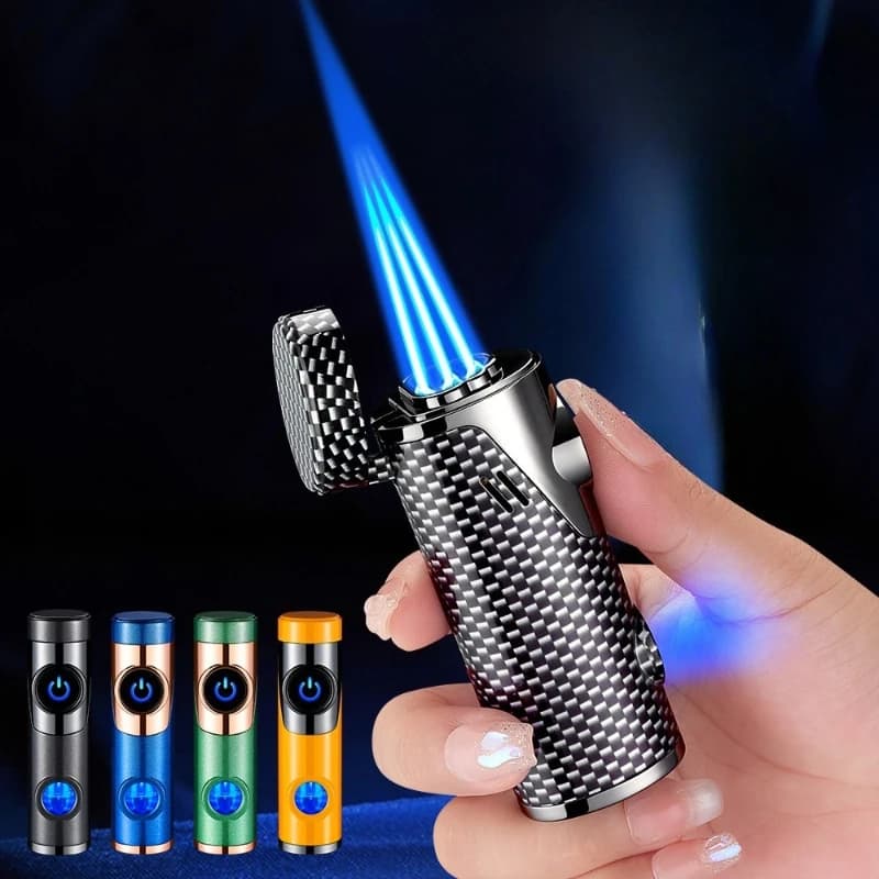 2026 Creative Three Direct Charge Cigar Inflatable Charging Lighter Blue Light Airwindow High Beauty Cigarette Lighter Portable