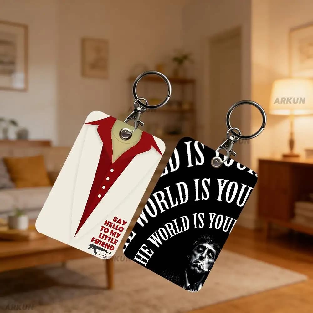 Popular Rectangular Badge Door Inspired by Scarface Film, Keyring, Access Towel Case, Leather Keyring Ring