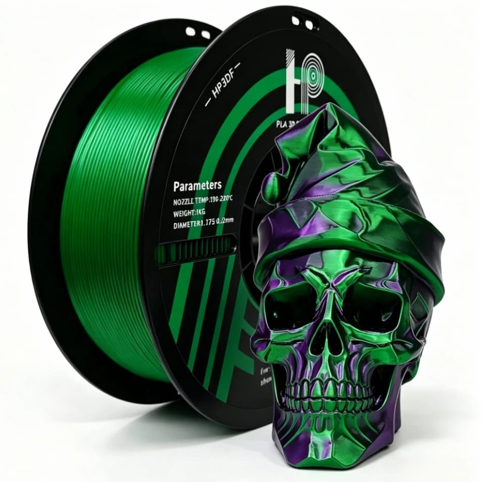 3D Printer Filament, HP3DF brand Dual-color (Purple+Green) PLA , 1.75mm Accuracy +/- 0.02mm, 1KG (2.2 lbs), Fit Most FDM Printer
