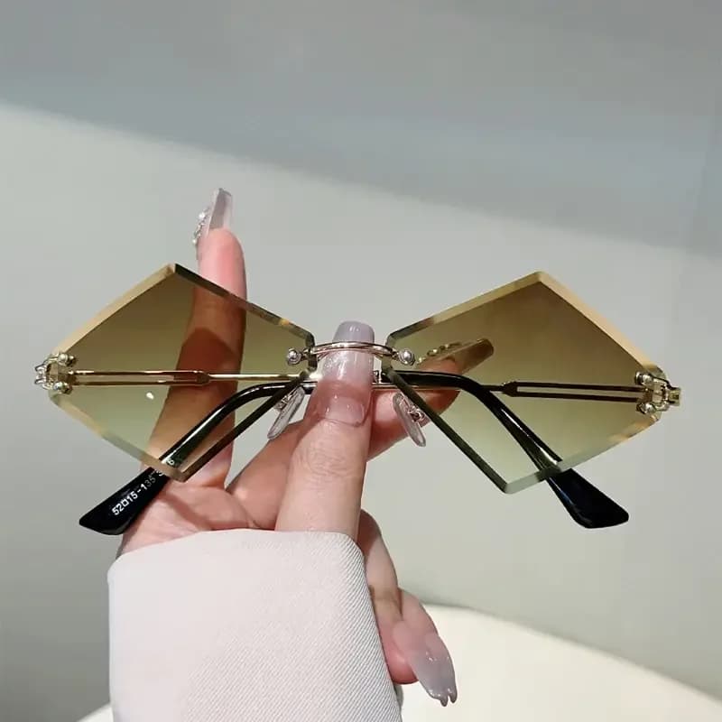 Rimless Lozenge Sunglasses 2025 New in Stylish Gradient Sun Glasses Men Women Trendy Vintage Brand Design Casual Shades 20000029