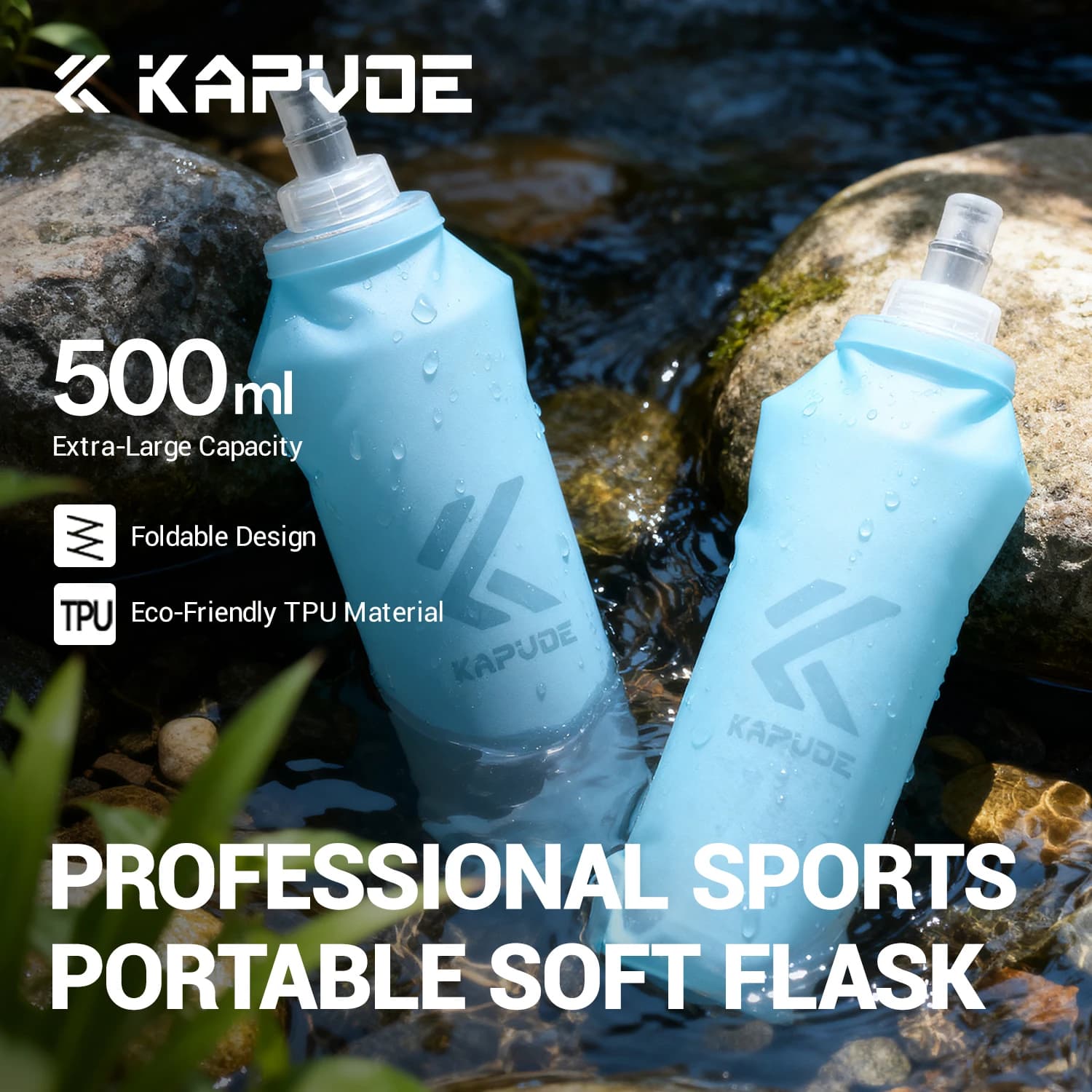 KAPOVE Foldable Water Bottle Outdoor Sports Hiking Camping Running Accessories Foldable Moisturizing Pack Portable Cycling Equipment Soft