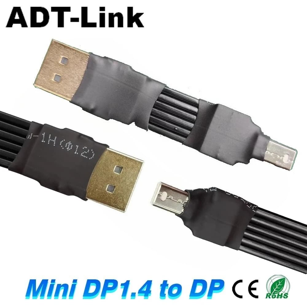 Cavo di prolunga DP standard a Mini DP Gomito 90 Mini DisplayPort V1.4 1.2 Cavo a nastro piatto IC con riproduttore schermato