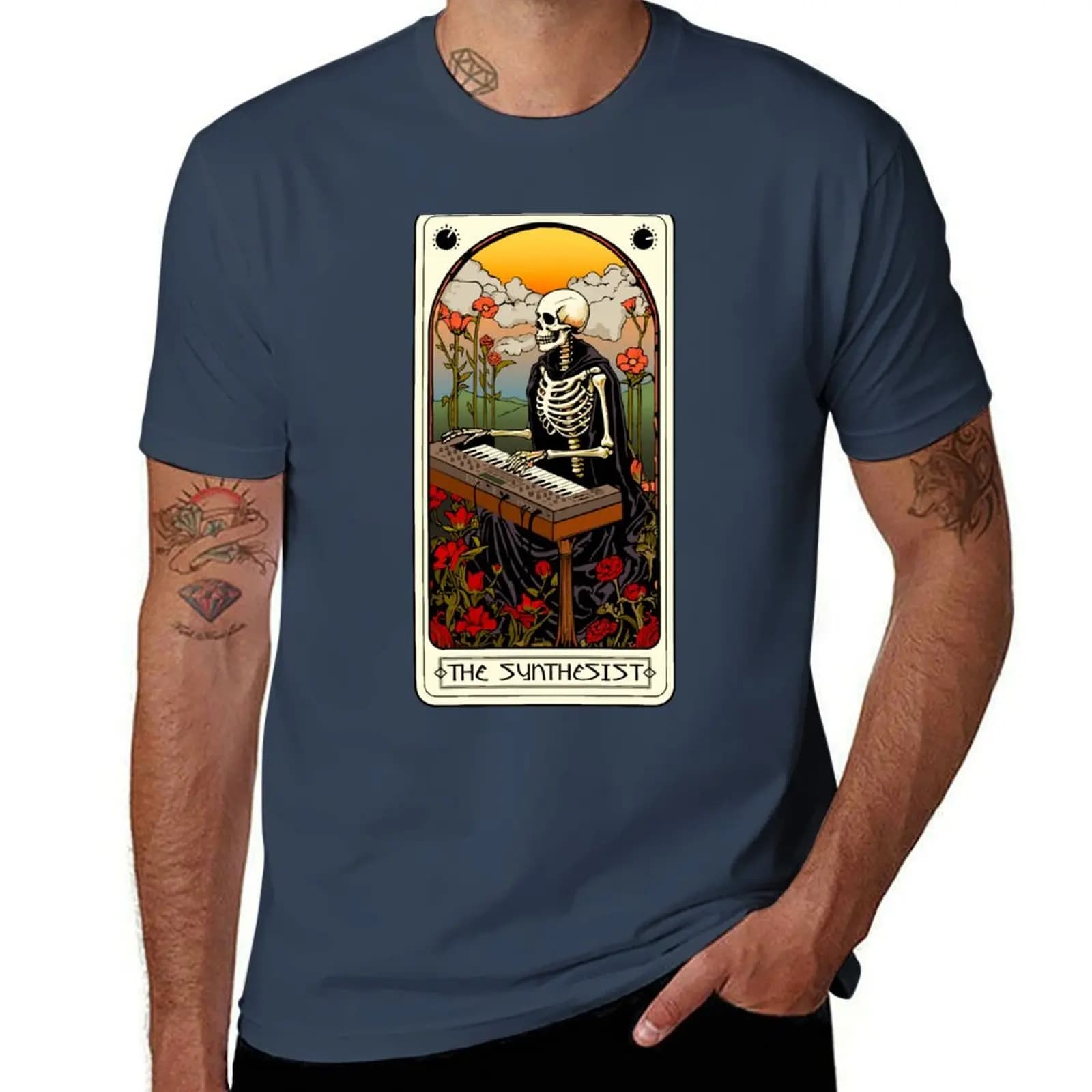 T-shirt con carta dei tarocchi del sintetizzatore per musicista elettronista, maglietta con protezione solare UV