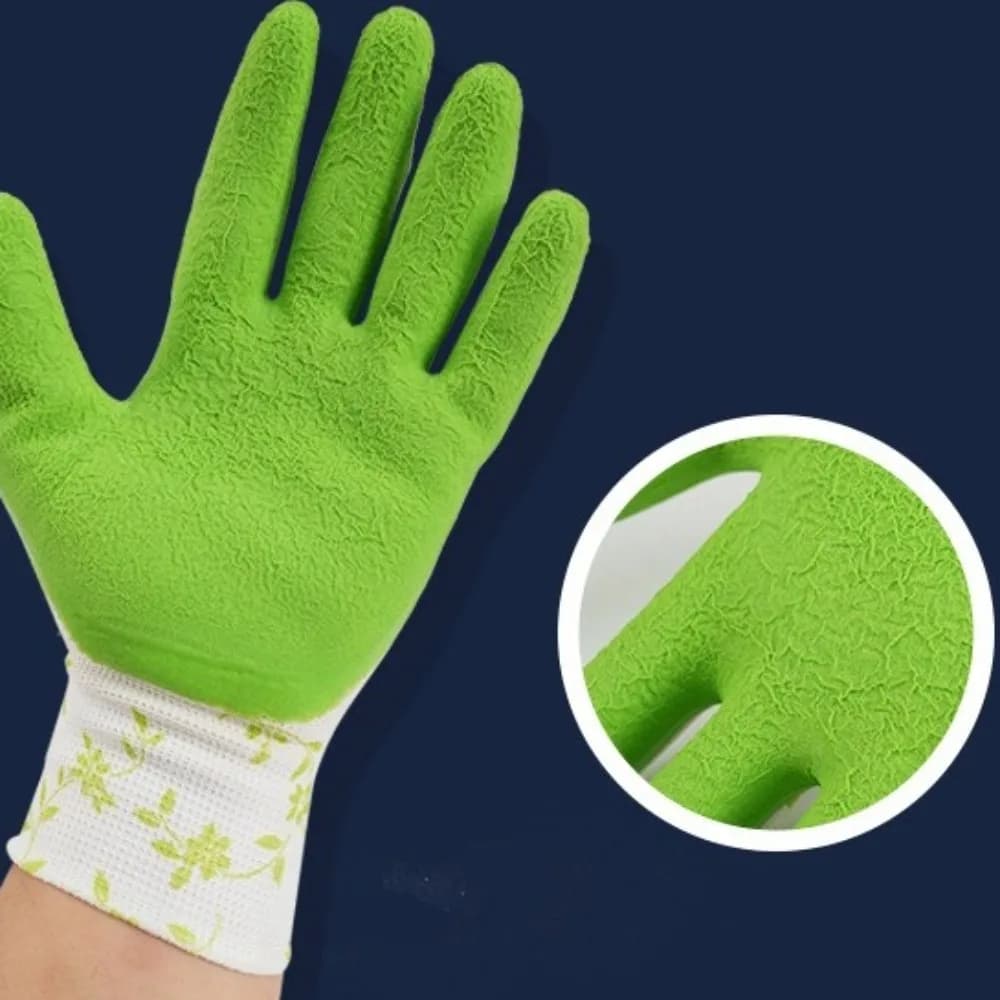 3 Paia di Guanti da Giardinaggio Durevoli e Traspiranti, Comodi Guanti in Schiuma di Lattice Stampati, Guanti da Lavoro Flessibili Antiscivolo per Fattoria