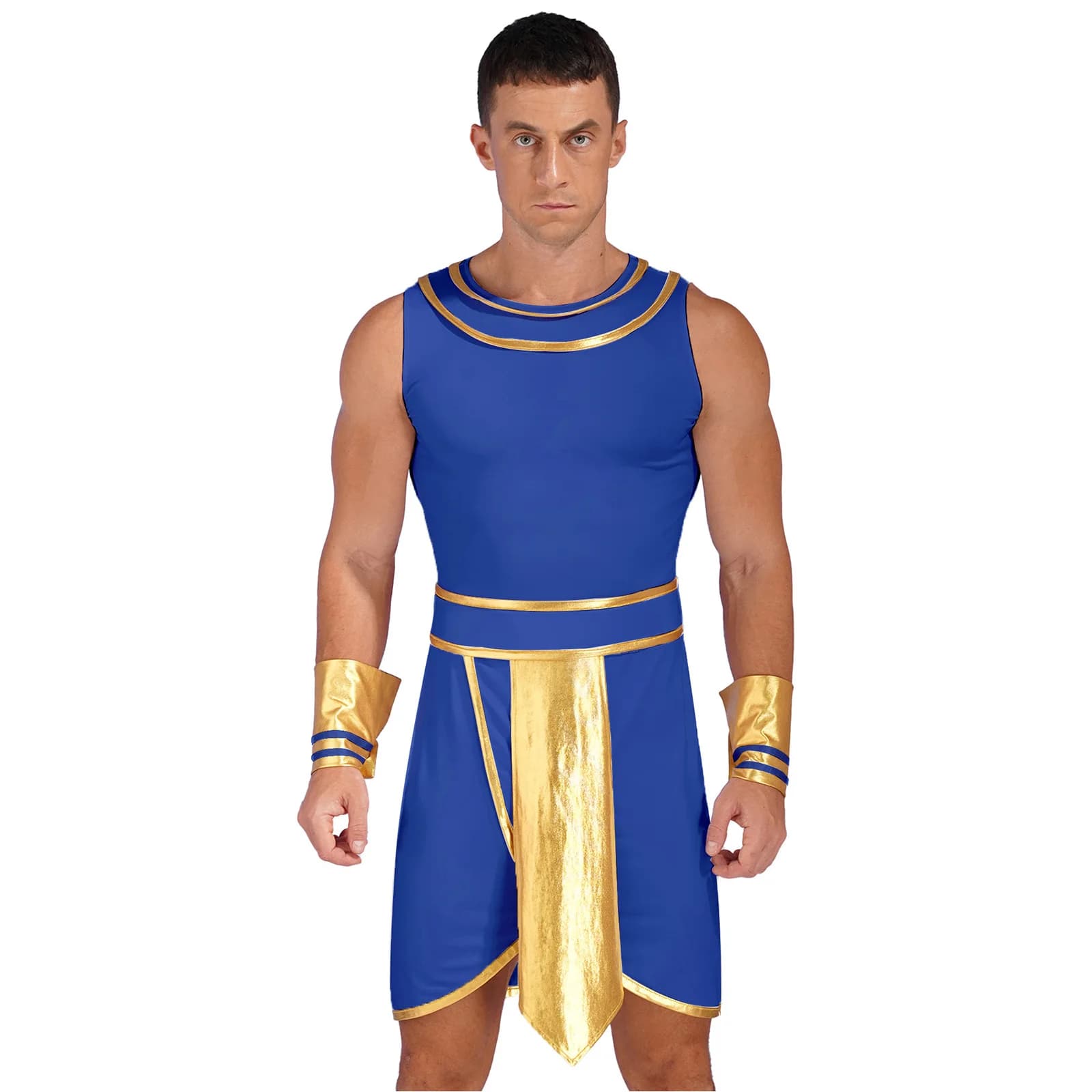 Festa a tema Halloween Ballo in maschera Costume da cavaliere Cosplay Uomo Antico Egitto Greco Roma Abiti di ruolo Abito con polsini