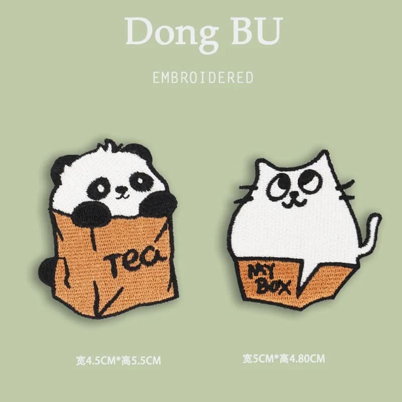 Animal Sticker Cute Cartoon Box Panda Cat Embroidery Sticker Bag Mobile Phone Decoration Backpack Patches for Clothing Patch DIY