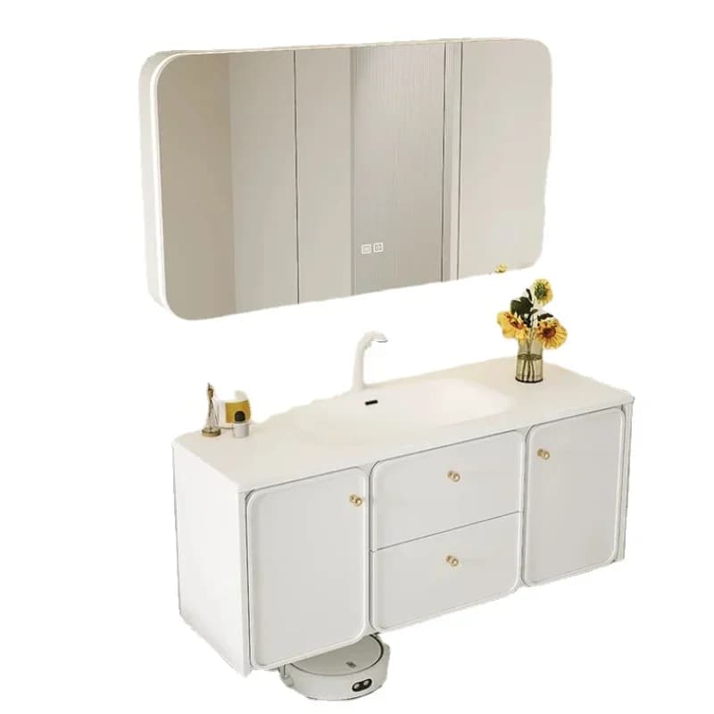 Divisori a specchio intelligenti Armadi da bagno con ceramica Lavabo integrato Bagno Vanity Camera da letto Vestidores Mobili alla moda