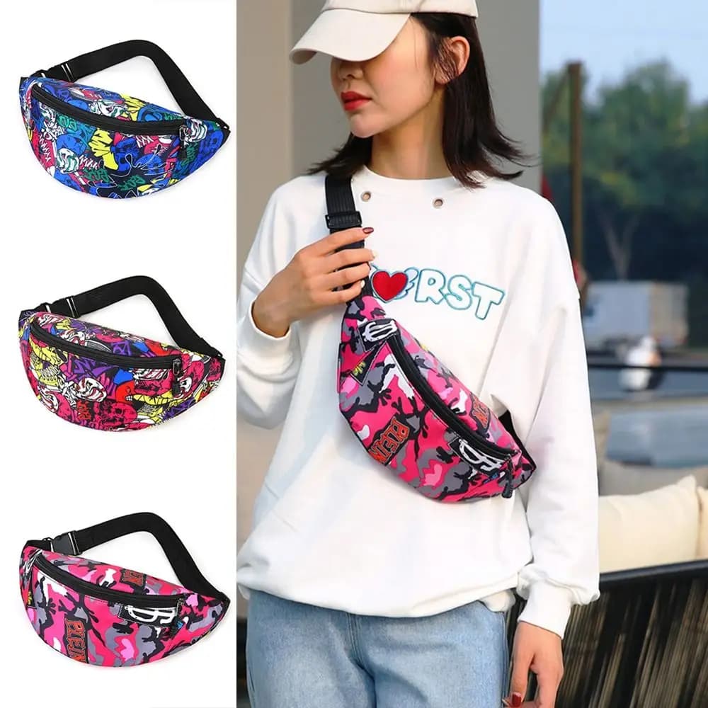 Marsupio con motivo floreale stampa borsa da viaggio sportiva impermeabile tasca per telefono marsupio borsa da cintura portafoglio a tracolla donna marsupio