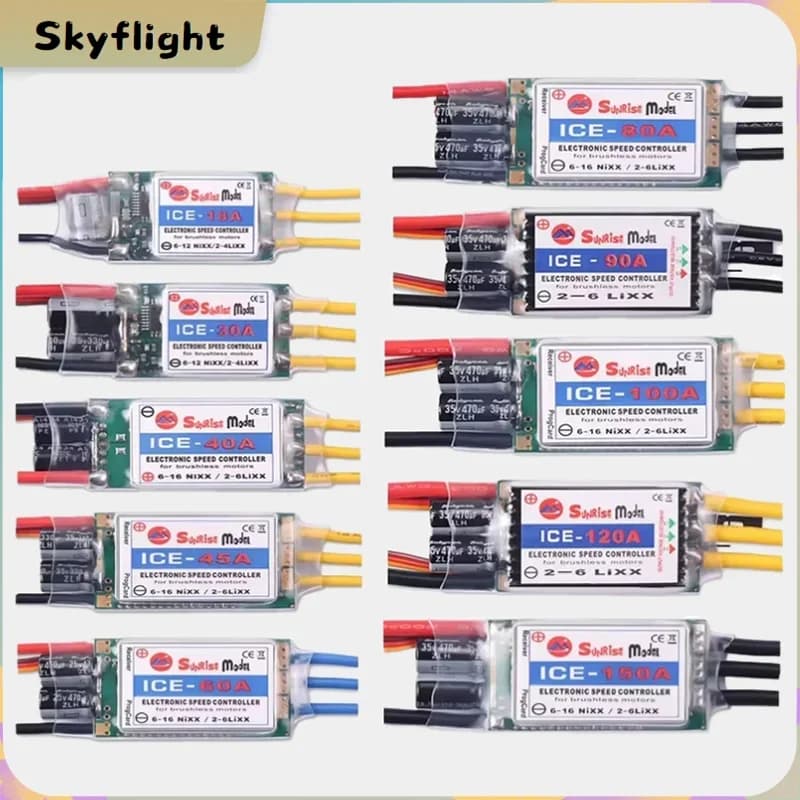 2025 Nuovo SunriseModel ICE 2-6S ESC senza spazzole per elicottero/aereo con uscita BEC, 18A-150A per modelli RC e progetti fai da te