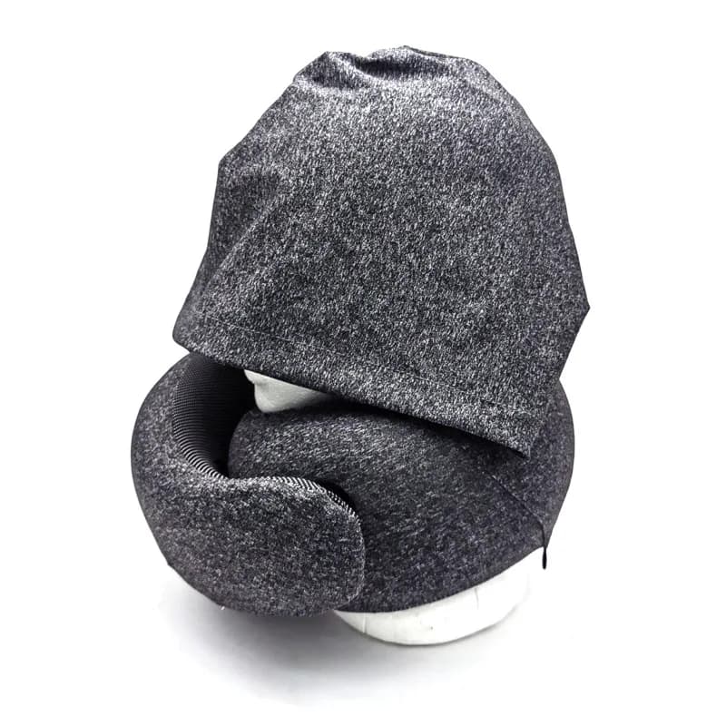 Cuscino a U con Cappuccio in Memory Foam, Cuscino da Viaggio per Collo, Riponibile, per Aereo e Auto