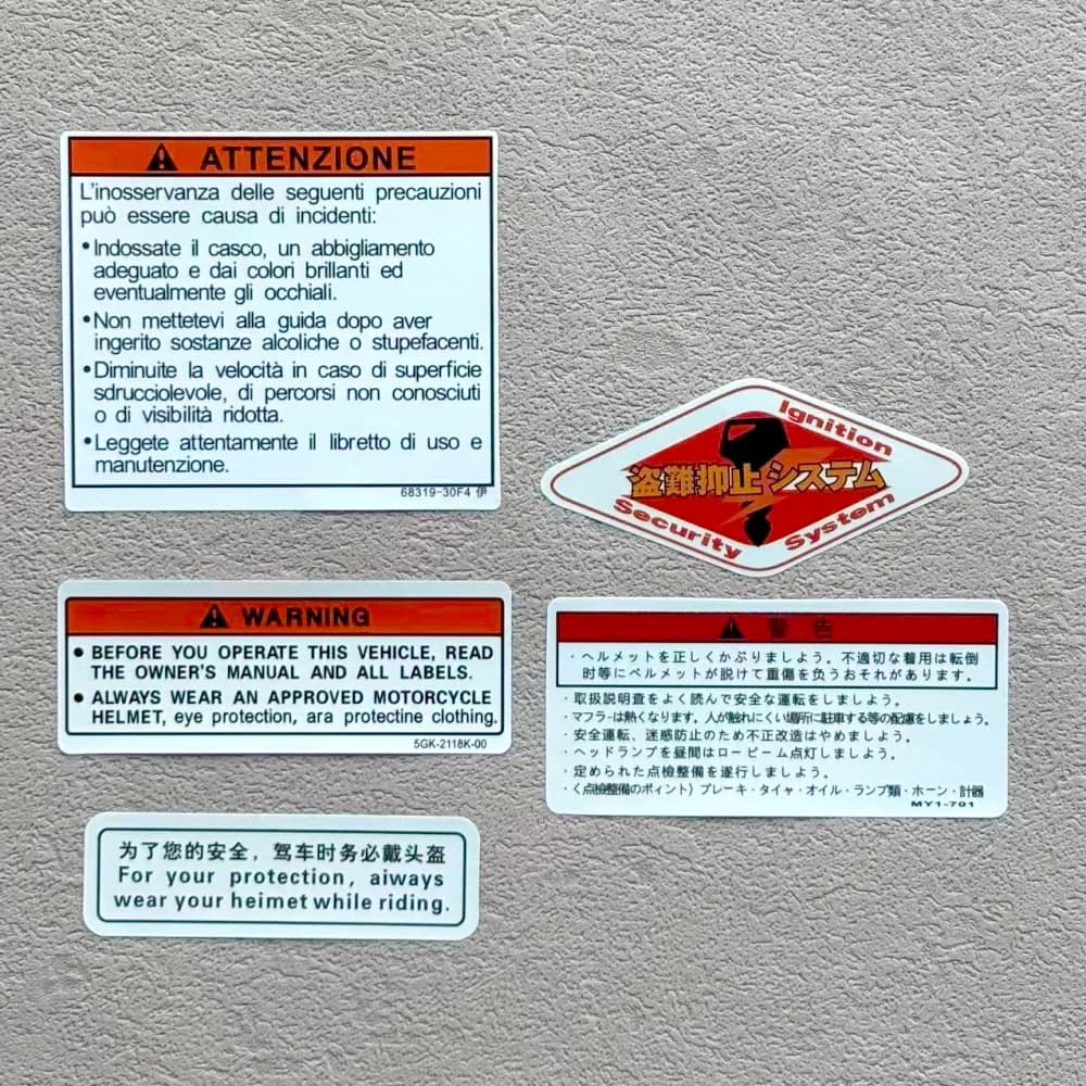 Serbatoio Avvertimento Adesivo Impermeabile Decorazione Moto Decalcomania ATTENZIONE Scooter Accensione 650FA CB1100EX 300R CB600F JAP CB GL NC
