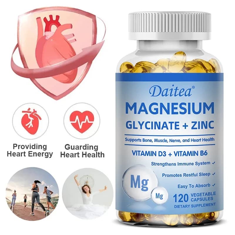 Magnesio, zinco, vitamina D3 e vitamina B6-integratore quadruplo-supporta sonno, osso, cuore e salute immunitaria, 120 capsule