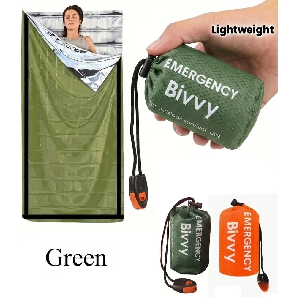 3Pcs Emergency Sleeping Bag Kit With Drawstring Whistle Insulated Blanket Light Gear Car Camping Hiking Outdoor Survival Supplie