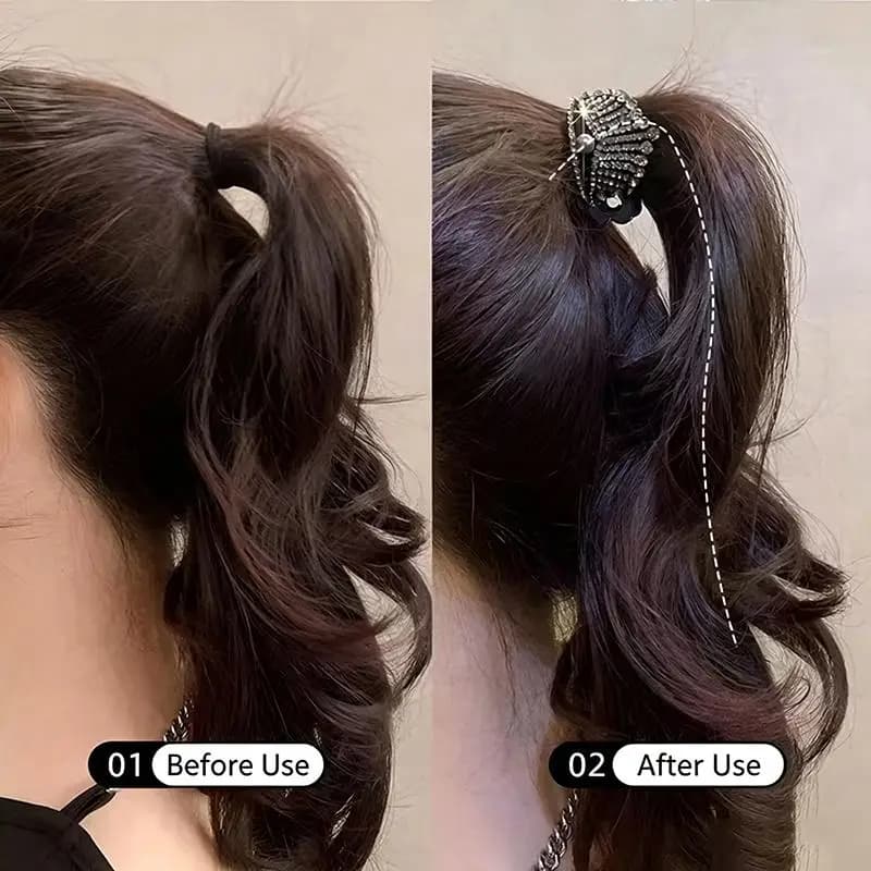 2PCS High Ponytail Clip Fixed Artifact Women's Pearl Crown Hair Clip Hair Accessory Women's Hair Clip Hair Accessory
