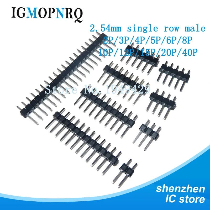 10 pcs 2.54mm single row male 2~40P PCB card Pin Header connector pinheader 2/3/4/5/6/8/10/12/15/20/40Pin for arduino