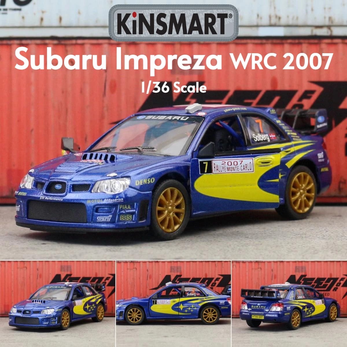 KiNSMART Modello di Auto Giocattolo 1/36 Subaru Impreza WRC Racing Rally Diecast In Miniatura Tirare Indietro Collezione di Veicoli Regalo Per Il Capretto Ragazzo