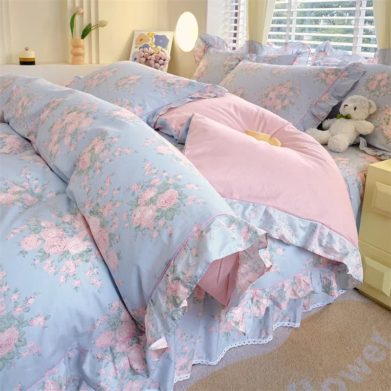 Bonenjoy 1pc 100% cotton Cushion cover Floral style bed linen Girl's bedroom cover (without pillowcase)