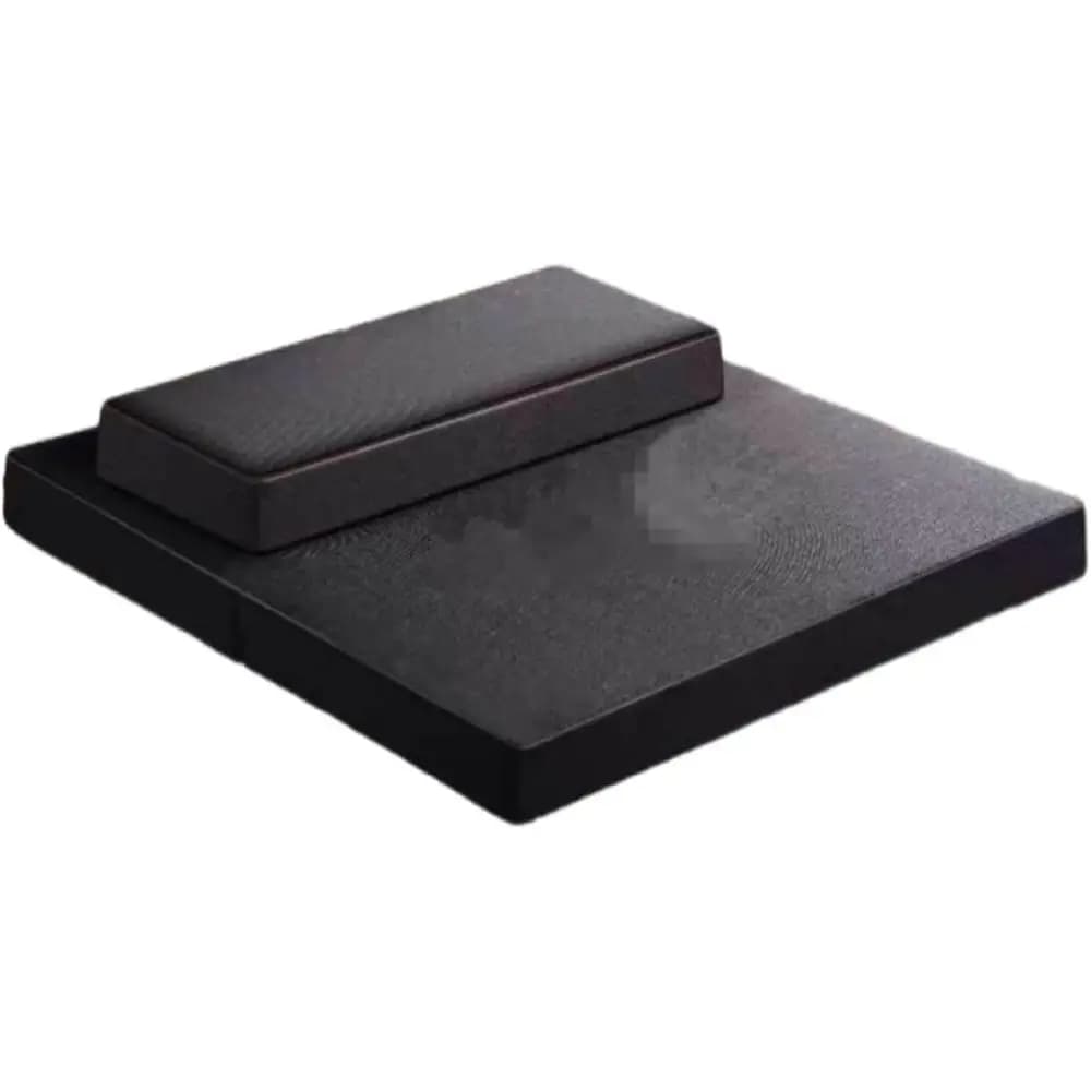 Large Meditation Mat & Cushion, Portable Floor Cushion for Outdoor Yoga, Black Linen (24x24 inch)