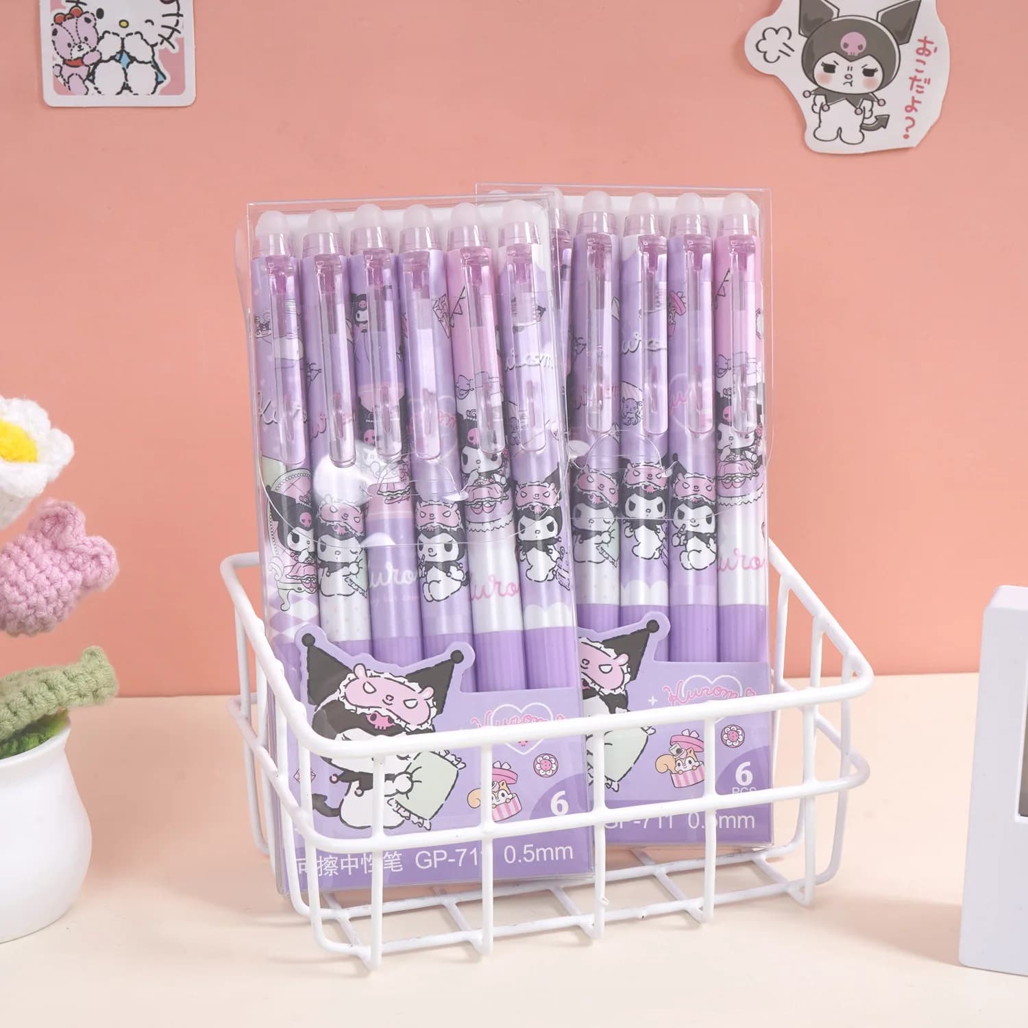 Penna Gel Kawaii Hello Kitty, My Melody, Cinnamoroll, Penne Gel Cancellabili Carine, Inchiostro Blu 0.5mm, Penna Neutra per Ufficio e Scuola, Regalo