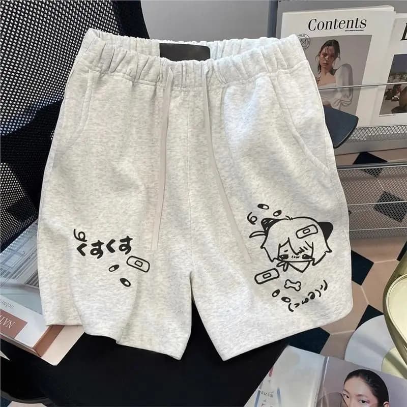 Y2K Style Casual Loose Shorts Unisex High Waist Wide Leg Pants Summer Cute Pocket Design Sports Wear for Men And Women