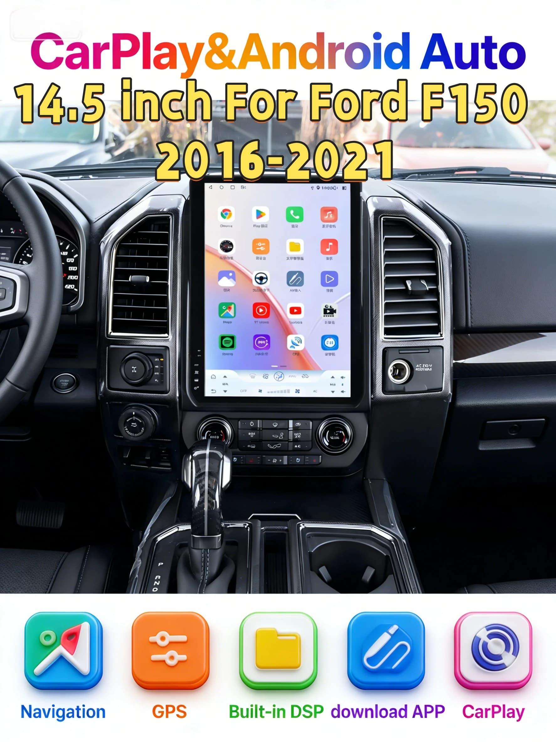 Wireless CarPlay Bluetooth Android Per Ford F150 2016-2021 Schermo Multimediale Automotive Stereo 4G WiFi GPS Per Auto Navi Radio DSP