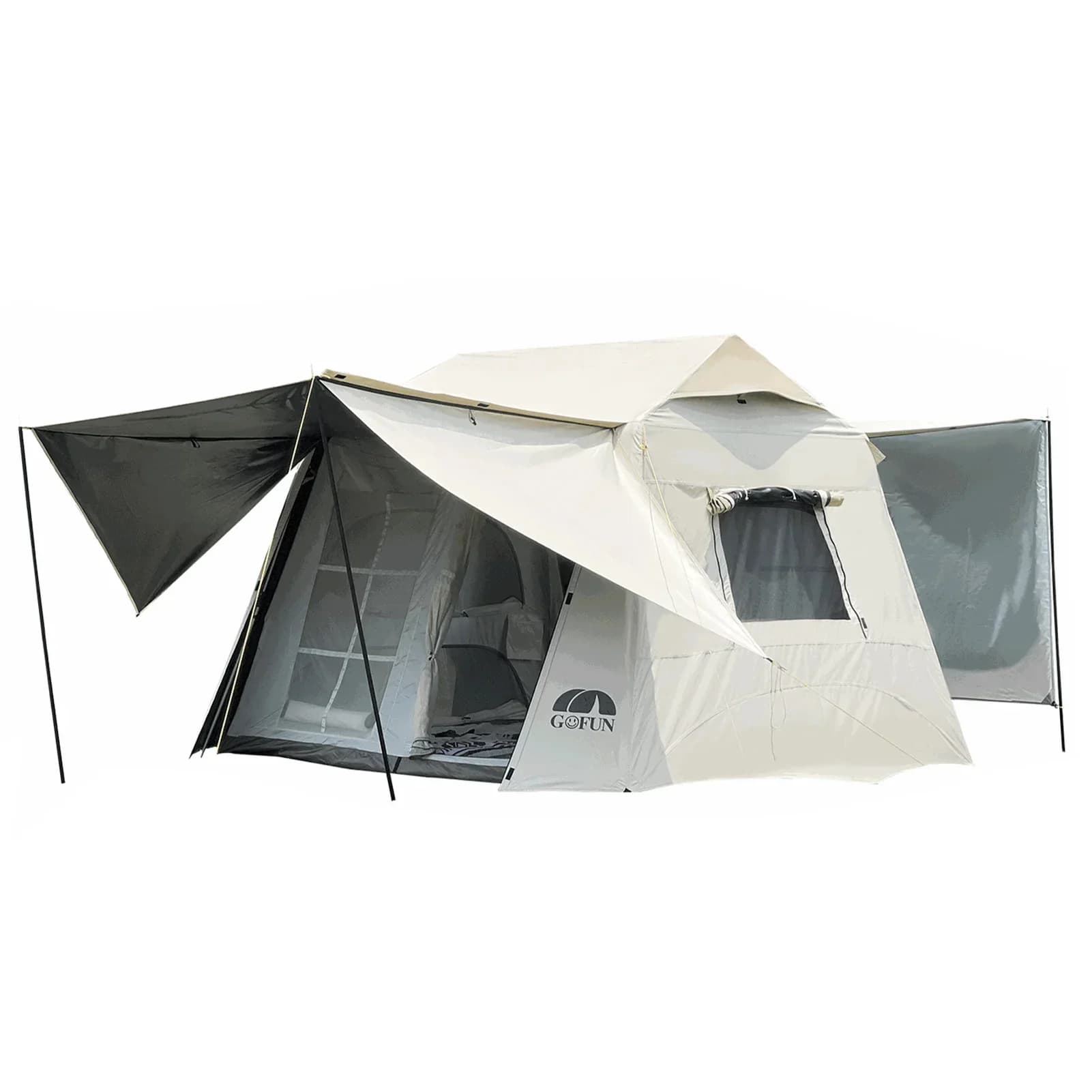 Tenda da campeggio impermeabile resistente al sole Tende da cabina per famiglie di grandi dimensioni con schermo per proiettore per escursioni in campeggio all'aperto