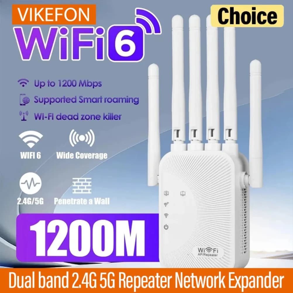 VIKEFON 1200Mbps Amplificatore Wifi Dual band 2.4G 5G Ripetitore Espansore di Rete Gamma Extender Ripetitore di Segnale WiFi Router Wireless