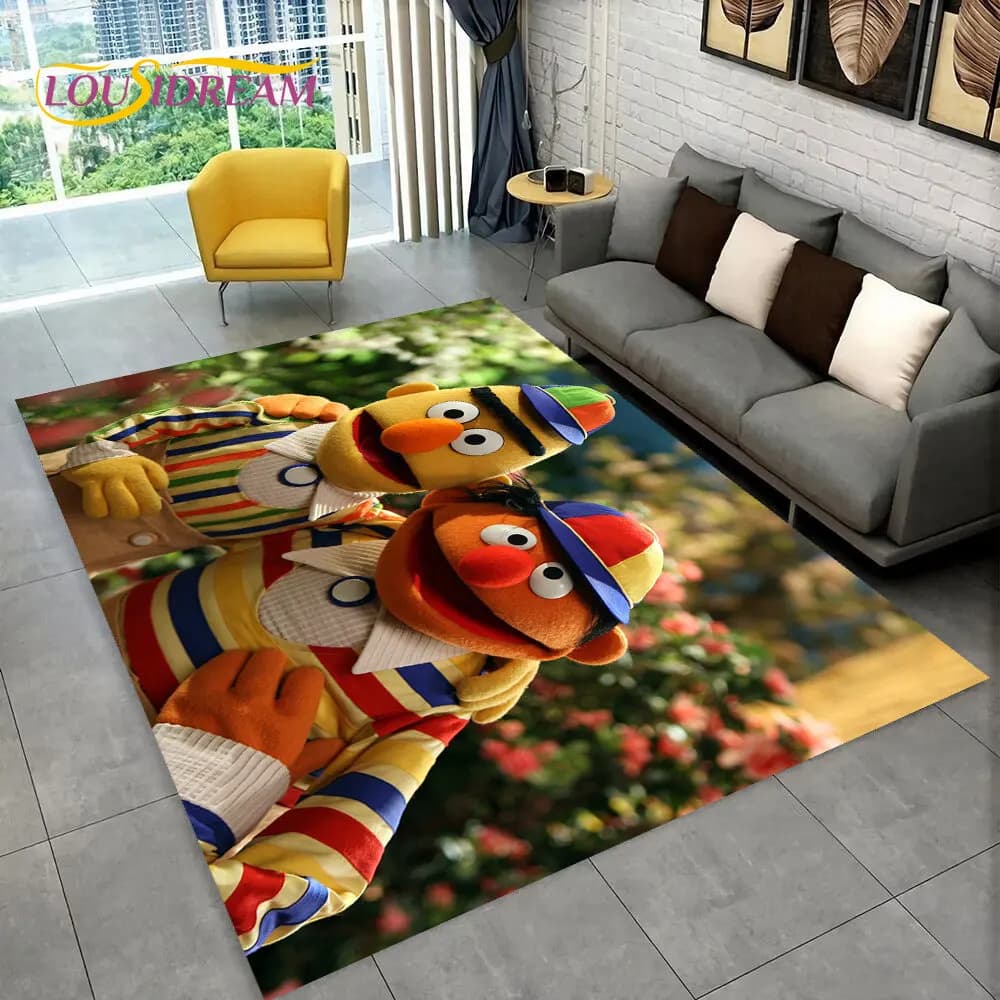 Tappeto Decorativo Sesame Street per Bambini, Tappeto Antiscivolo per Soggiorno, Camera da Letto, Divano, Zerbino, Decorazione, Tappetino da Gioco per Bambini