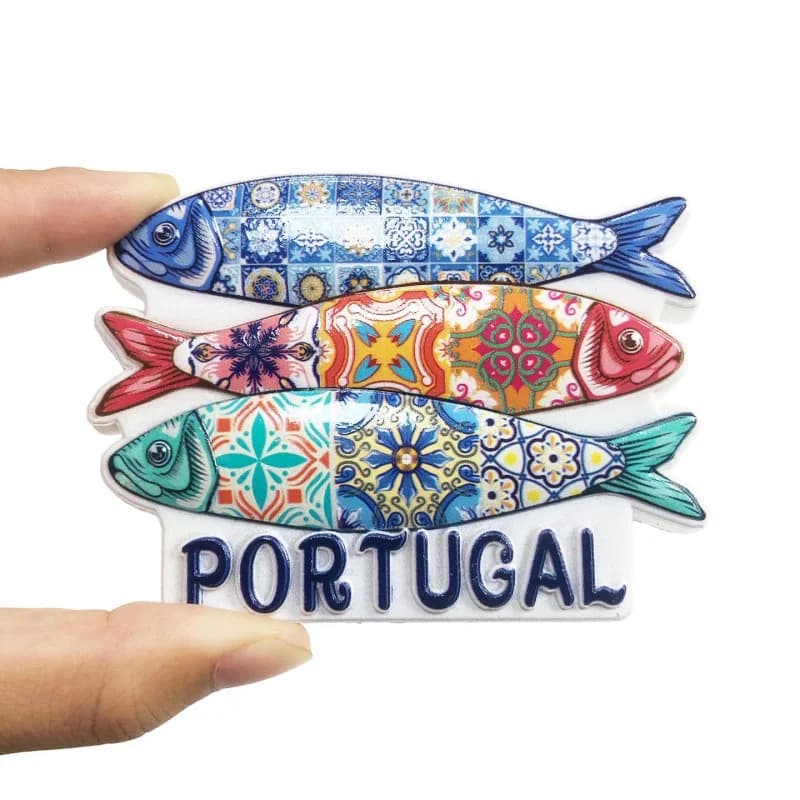 Squisito adesivo magnetico per frigorifero a forma di pesce, souvenir turistico portoghese, decorazione per la casa in stile etnico personalizzata